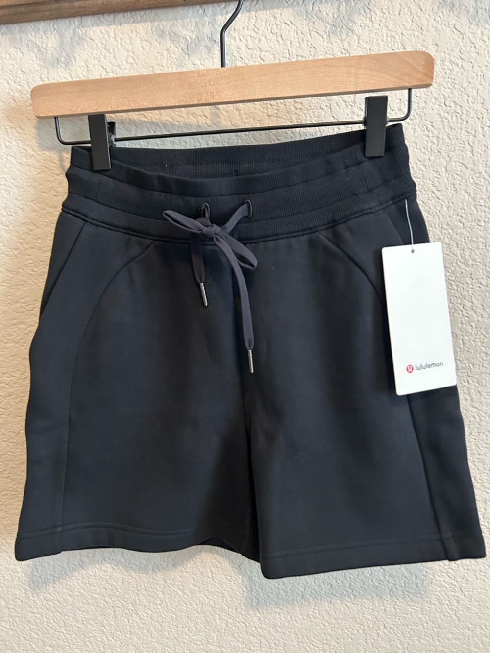 lululemon athletica Black Scuba High-Rise Drawstring Waist Athletic Shorts